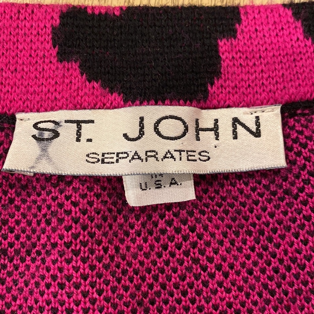 St. John Pink Black Rare Knits Leopard Print Separates Pencil Skirt Size 8 - Picture 4 of 5